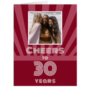 Custom photo 'Cheers to' any age, red and pink 