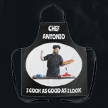Custom Photo Chef Apron<br><div class="desc">Custom Photo Chef Cool Name Men's Apron Cool and funny personalised gift for the head chef of the kitchen in your life. Simply upload his photo and customise with his name and picture and this will be a great gift for your head chef, whether it be a wife, girlfriend, boyfriend,...</div>