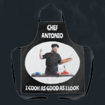 Custom Photo Chef Apron<br><div class="desc">Custom Photo Chef Cool Name Men's Apron Cool and funny personalised gift for the head chef of the kitchen in your life. Simply upload his photo and customise with his name and picture and this will be a great gift for your head chef, whether it be a wife, girlfriend, boyfriend,...</div>