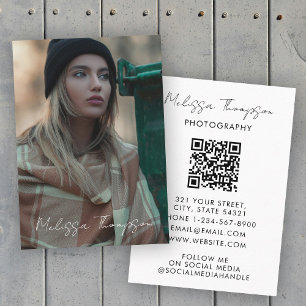 Custom Photo Chic Script Typography Photographer Business Card