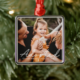 Custom Photo Children Adoption Announcement Metal Ornament