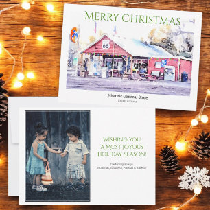 Custom Photo Christmas Card Watercolor Route 66