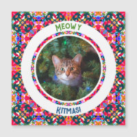 Custom Photo Christmas Cat Dad Papa Colorful Card