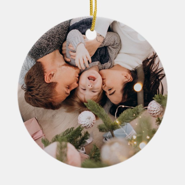Custom Photo Christmas  Ceramic Ornament (Front)