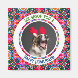 Custom Photo Christmas Dog Dad Papa Colourful Magnet