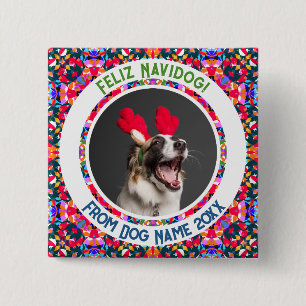 Custom Photo Christmas Dog Mom Mom Dad Colorful 15 Cm Square Badge