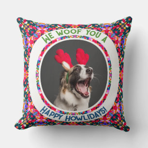 Custom Photo Christmas Dog Mom Mum Colourful Cushion