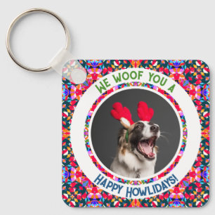 Custom Photo Christmas Dog Mom Mum Colourful Key Ring