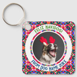 Custom Photo Christmas Dog Mom Mum Dad Colourful Key Ring