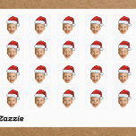 Custom Photo Christmas | Face with Santa Hat  Square Sticker<br><div class="desc">Custom Photo Christmas | Face with Santa Hat Sticker</div>