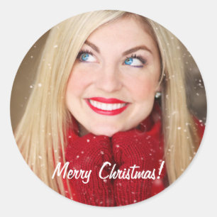 Custom Photo Christmas Gift - Classic Round Sticker