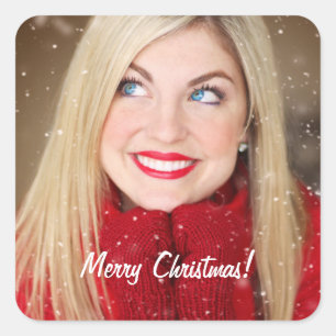 Custom Photo Christmas Gift - Square Sticker