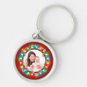 Custom Photo Christmas Holiday Light Bulbs  Key Ring
