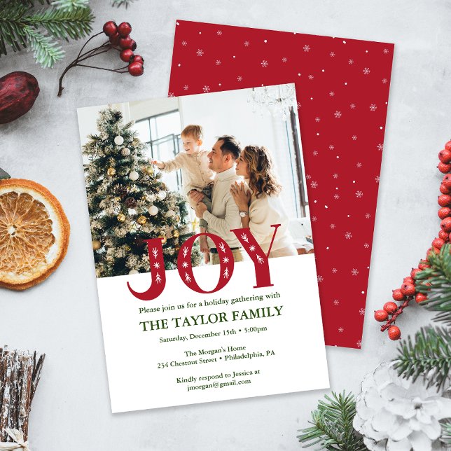 custom Photo Christmas JOY Holiday Party Invitation (custom Photo Christmas JOY Holiday Party Invitation)