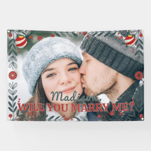 Custom Photo Christmas Marriage Proposal Vinyl Banner