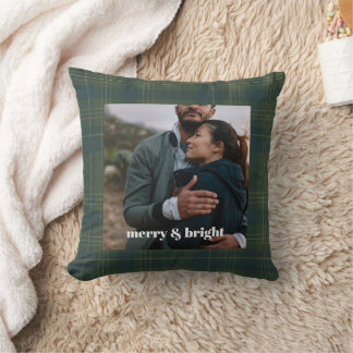 Custom Photo Christmas Merry & Bright | Modern Cushion