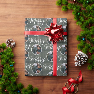 Custom Photo Christmas Merry Christmas Plaid Wrapping Paper