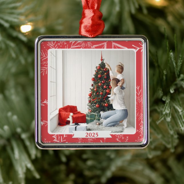 Custom Photo Christmas Metal Ornament (Tree)