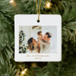 Custom Photo Christmas Minimalist Simple Family Ceramic Ornament<br><div class="desc">Custom Photo Christmas Minimalist Simple Family Ceramic Ornament</div>