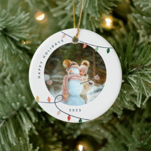 Custom Photo Christmas Ornament with Lights