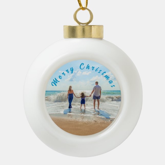 Custom Photo Christmas Ornament Your Family Gift (Front)