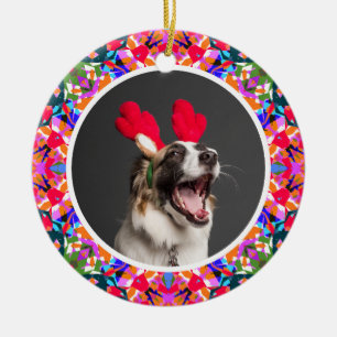 Custom Photo Christmas Pet Dog Cat Memorial  Ceramic Ornament