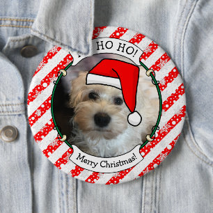 Custom Photo Christmas Santa Hat Pet HO HO HO 6 Cm Round Badge