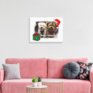 Custom Photo Christmas Santa Hat Pet HO HO HO Canvas Print