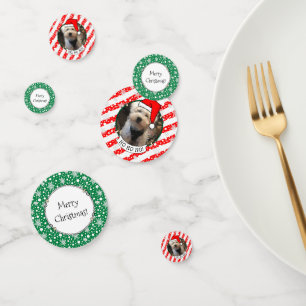 Custom Photo Christmas Santa Hat Pet HO HO HO Confetti