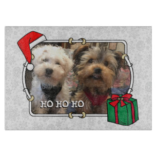 Custom Photo Christmas Santa Hat Pet HO HO HO Cutting Board