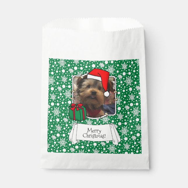 Custom Photo Christmas Santa Hat Pet HO HO HO Favour Bag (Front)