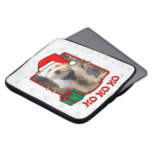 Custom Photo Christmas Santa Hat Pet HO HO HO Laptop Sleeve