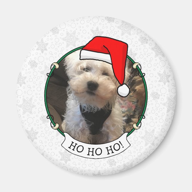 Custom Photo Christmas Santa Hat Pet HO HO HO Magnet (Front)