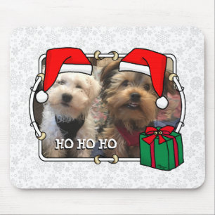 Custom Photo Christmas Santa Hat Pet HO HO HO Mouse Pad