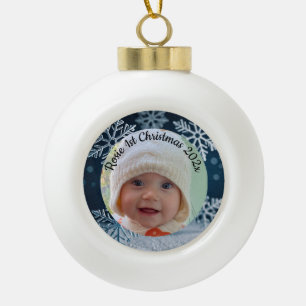 custom photo Christmas skandi ceramic ornament