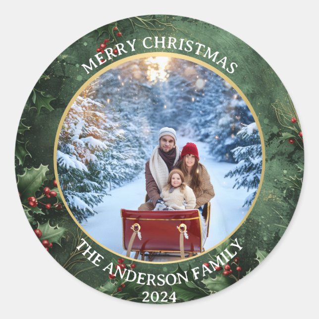 Custom Photo Christmas Sticker (Front)