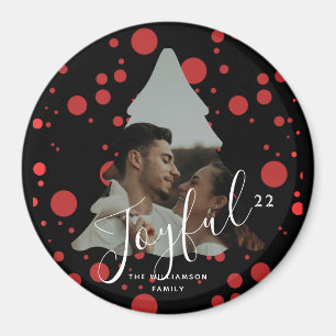 Custom Photo Christmas Tree black and red dots Magnet