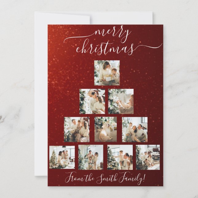 Custom Photo Christmas Tree Christmas Card (Front)