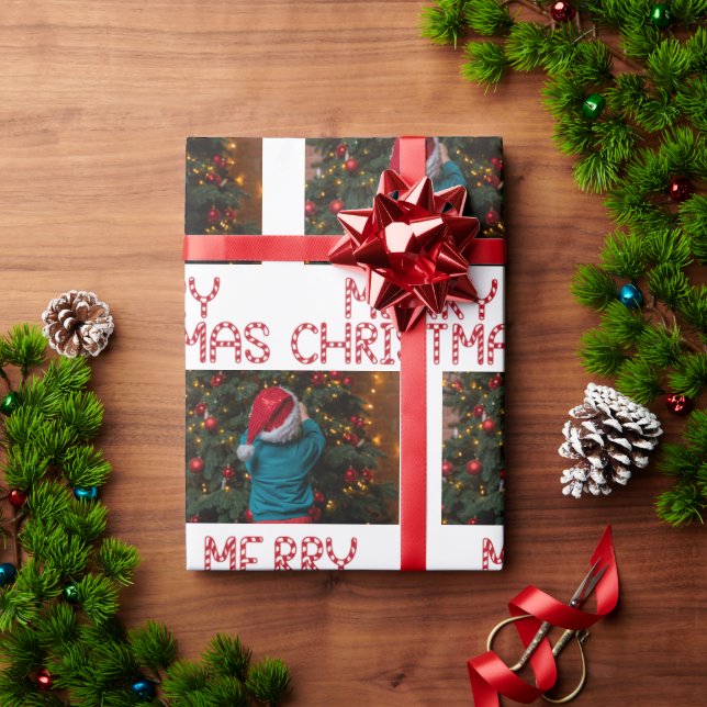 Custom photo christmas  wrapping paper (Holiday Gift)