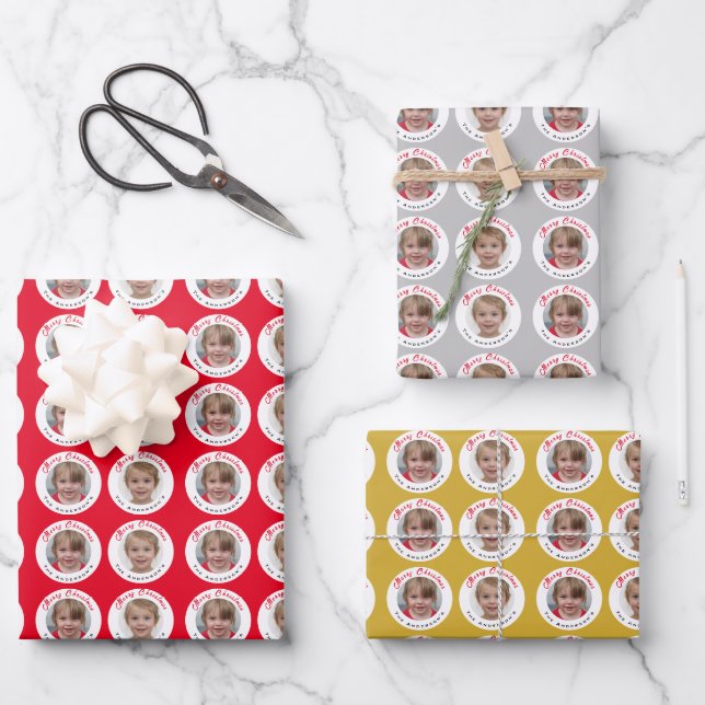 Custom Photo Christmas Wrapping Paper Sheet (Front)