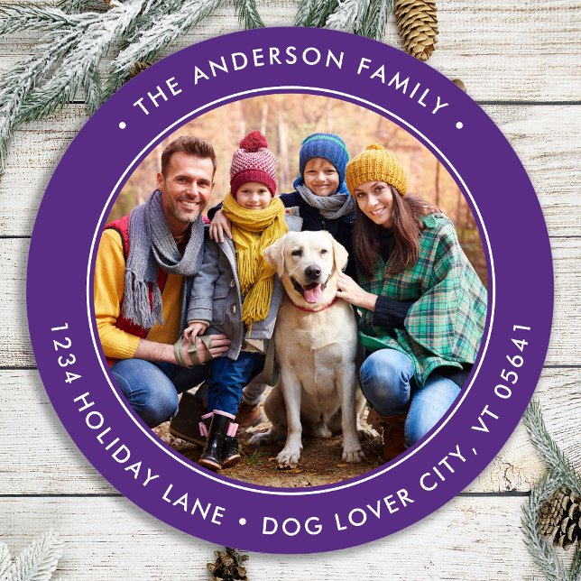 Custom Photo Circle Return Address Classic Round Sticker (Creator Uploaded)