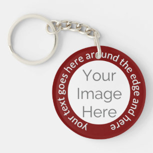 Custom Photo – Circle Text on Burgundy red Key Ring