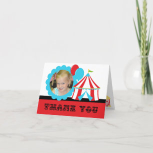 Custom Photo Circus Birthday Thank You Note Card