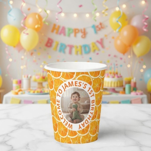 Custom Photo & Citrus Birthday  Paper Cups (Creator Uploaded)