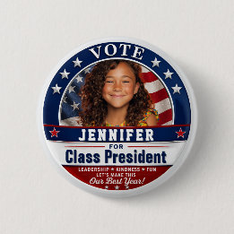 Custom Photo Class President Campaign 6 Cm Round Badge