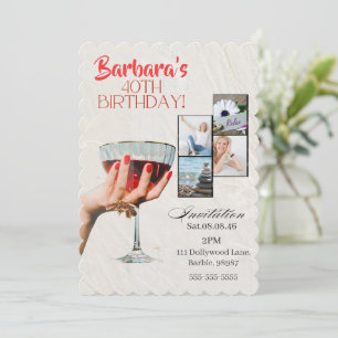 Custom Photo Cocktail  40th Birthday Invitation