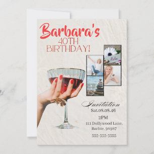 Custom Photo Cocktail 40th Birthday Invitation