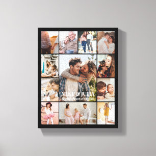 Custom Photo Collage 12 Pictures 8x10 16x20 Black Canvas Print