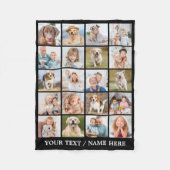 Custom Photo Collage 20 Picture Personalized Black Fleece Blanket (Front)