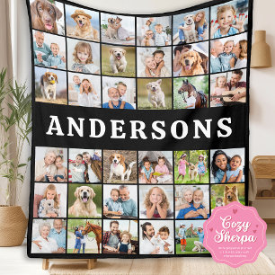 Custom Photo Collage 36 Personalized Modern Family Sherpa Blanket